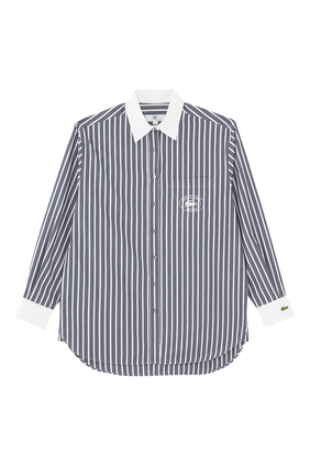 Sporty & Rich x Lacoste Striped Poplin Shirt